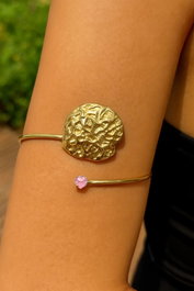 Heliophilia Silver Pulsera de Latón con Zirconio Dorado Ajustable
